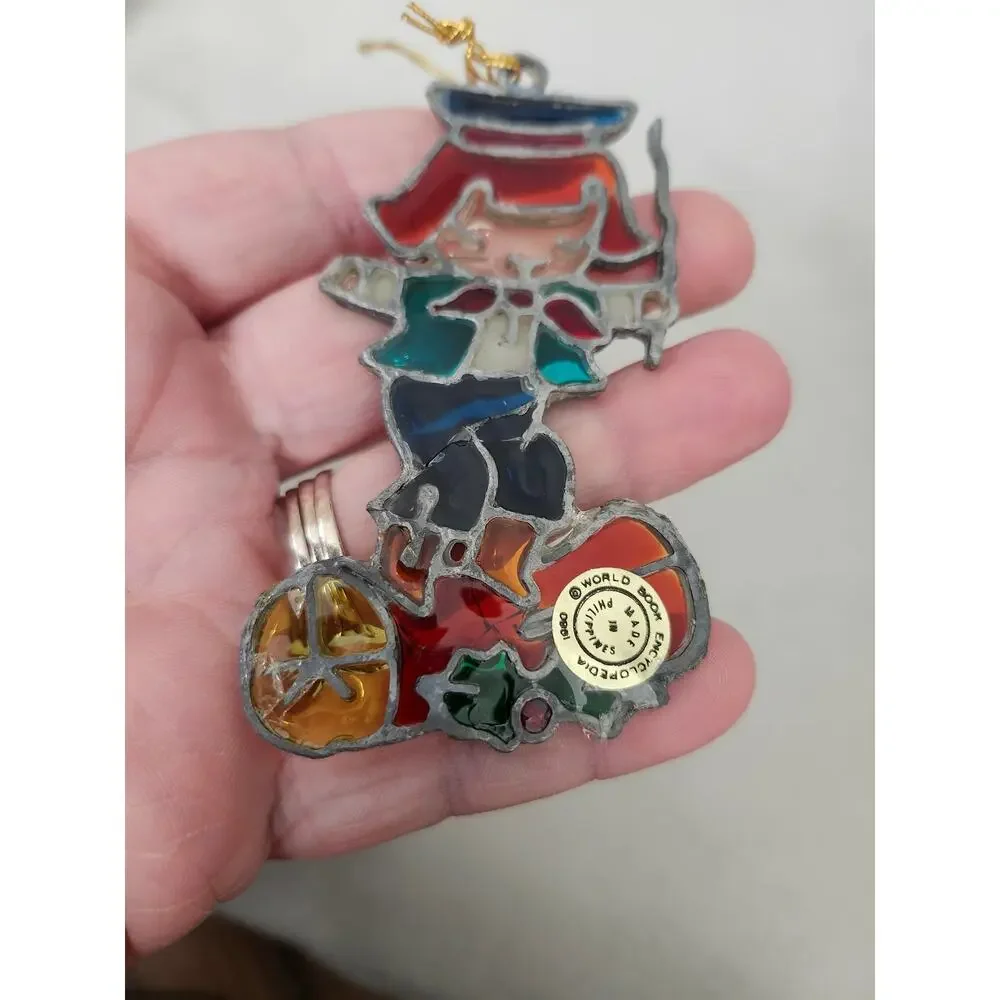 Unique Metal Stain Glass Girl Clown Wizard Yule Tied Log Sun Catcher